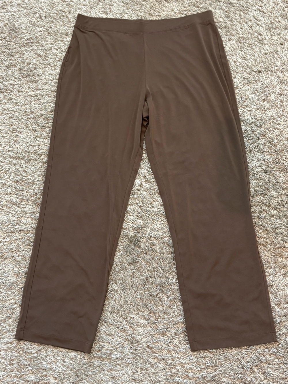 Susan Graver Essentials Brown Pull-On Straight Leg Pants Size LP New